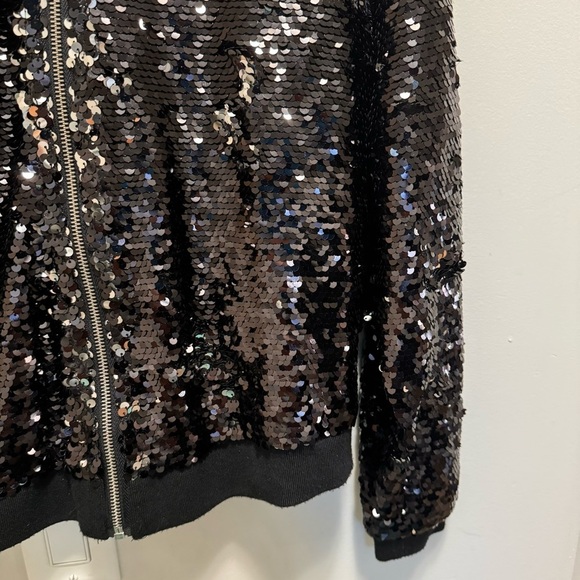 Minkpink Black Sequin Bomber Jacket Size Medium - Picture 4 of 13